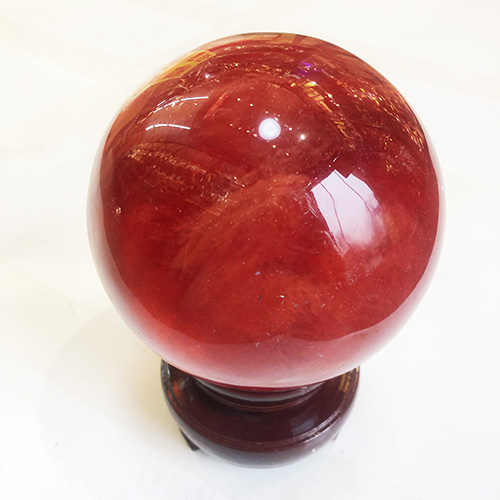 天然水晶球红色直径12.5cm