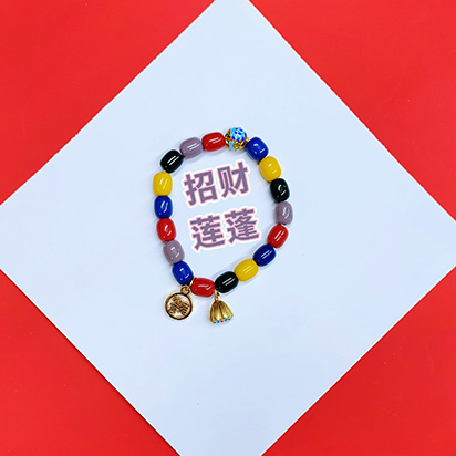 雪巴琉璃多宝五彩招财莲蓬8mm女款